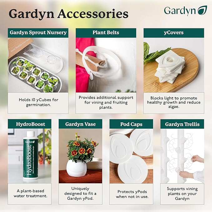 GARDYN Complete Microgreens Growing Kit - Indoor Herb Garden - Indoor Hydroponics Growing System Kit Nursery Seed Starter Tray, 20 Seed Pads, Bamboo Wicks,10 Grow Plates