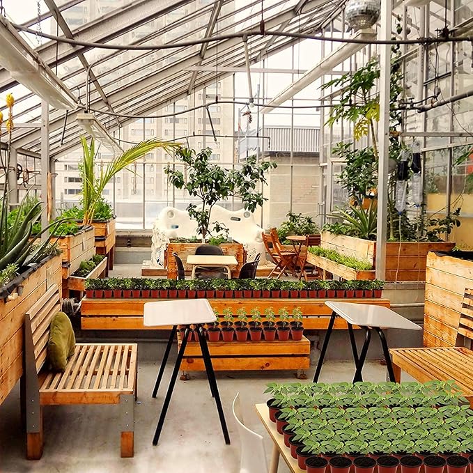 MIXC Plant Nursery Pots with Humidity Dome 4" Soft Transparent Plastic Gardening Pot Planting Containers Cups Planter Small Starter Seed Starting Trays for Seedling with 10pcs Plant Labels，30 Sets