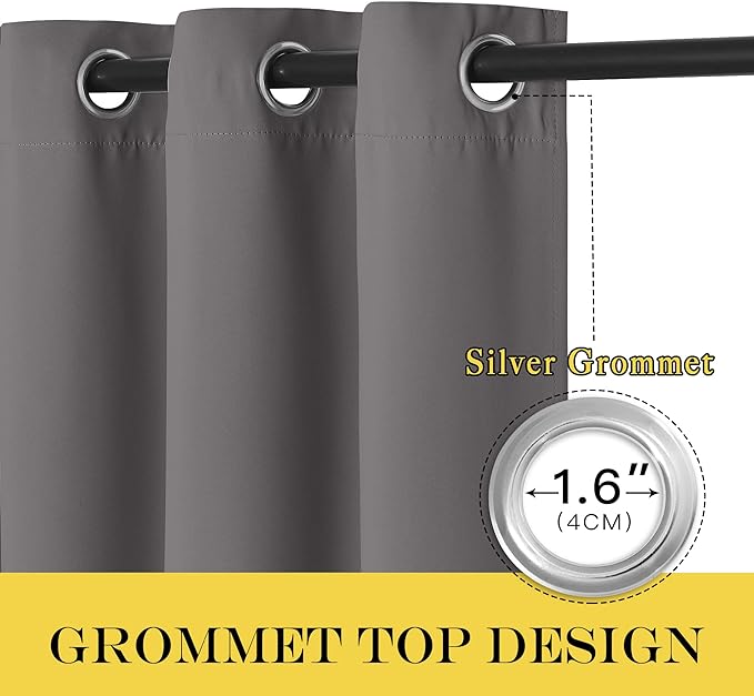 NICETOWN Blackout Window Curtain for Bedroom - (Grey Color) Home Decoration Thermal Insulated Room Darkening Drape/Drapery, W52 x L63 Inch, 8 Grommets/Rings Top, 1 Panel