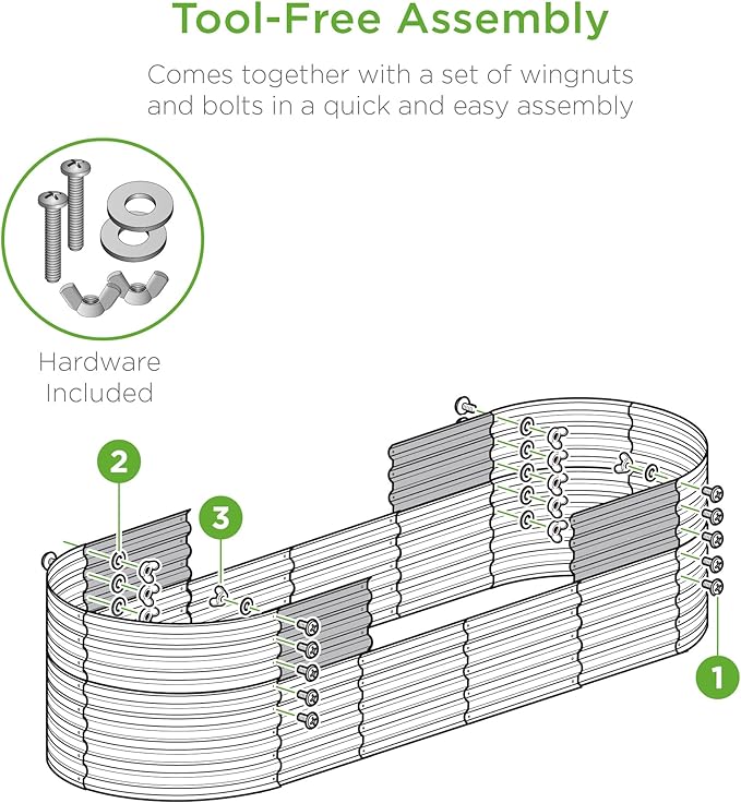 Best Choice Products 8x2x2ft Metal Raised Garden Bed, Oval Outdoor Deep Root Planter Box for Vegetables, Herbs w/ 4 Support Bars, 215 Gal Capacity - Taupe