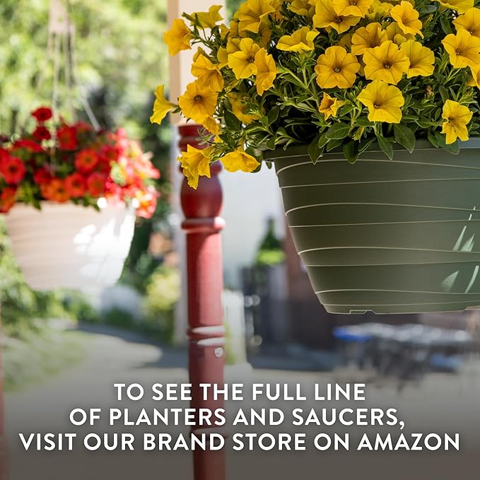 The HC Companies 13 Inch Wrapt Hanging Planters, Lightweight UV-Resistant Plastic Hanging Planters for Indoor & Outdoor Plants, 2-Pack Hanging Flower Pots for Garden, Patio & Home Decor, White