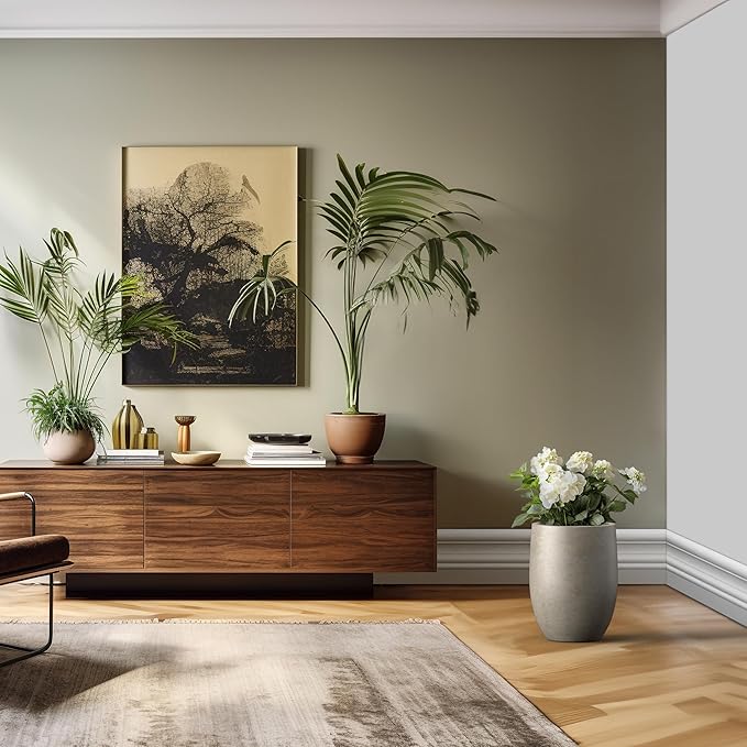 Kante 16.5 Inch Tall Concrete Planter, Large Indoor Outdoor Plant Pot with Drainage, Smooth Weathered Concrete Finish with Painted Interior, Ideal for Porch, Home, Garden, Patio