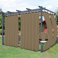 Easy-Going Outdoor Patio Curtains Detachable Tab Top Windproof Weatherproof Curtain for Cabana, Porch, Pergola and Gazebo, Tab Bottom Drape, 2 Panels, 54W x 120L inch, Khaki