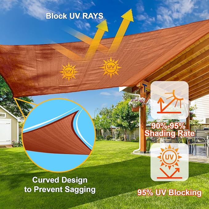 SUNLAX Sun Shade Sail 10' x 21' Terra Red Rectangle Canopy Sail Shade Cover UV Block Permeable Sunshade Outdoor for Patio Backyard Deck Pergola (We Make Custom Size)