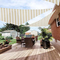 Patio Paradise 20' x 20' x 20' Sun Shade Sail Triangle Canopy Shade Cloth Fabric Sunlight Block Patio Pergola Cover HDPE Deck Awning for Outdoor Backyard Roof Shading, Beige White Strip