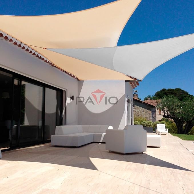 Patio Paradise 12' x 12' x 12' Sun Shade Sail Triangle Canopy Shade Cloth Fabric Sunlight Block Patio Pergola Cover HDPE Deck Awning for Outdoor Backyard Roof Shading, Gray