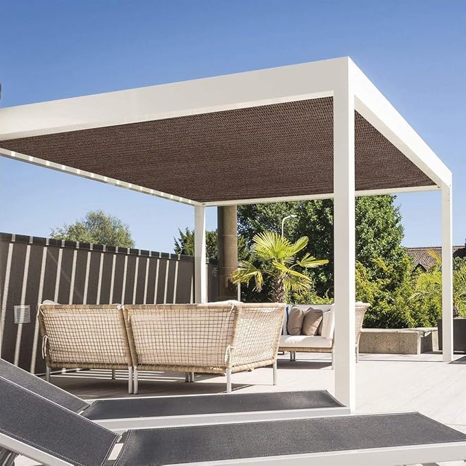 Eden's Decor Straight Flat-Edged Sun Shade Sail Rectangular 4' x 10' Brown UV-Blocking Outdoor Canopy Fabric Cloth Awning for Pergola Patio Garden Backyard Custom Size