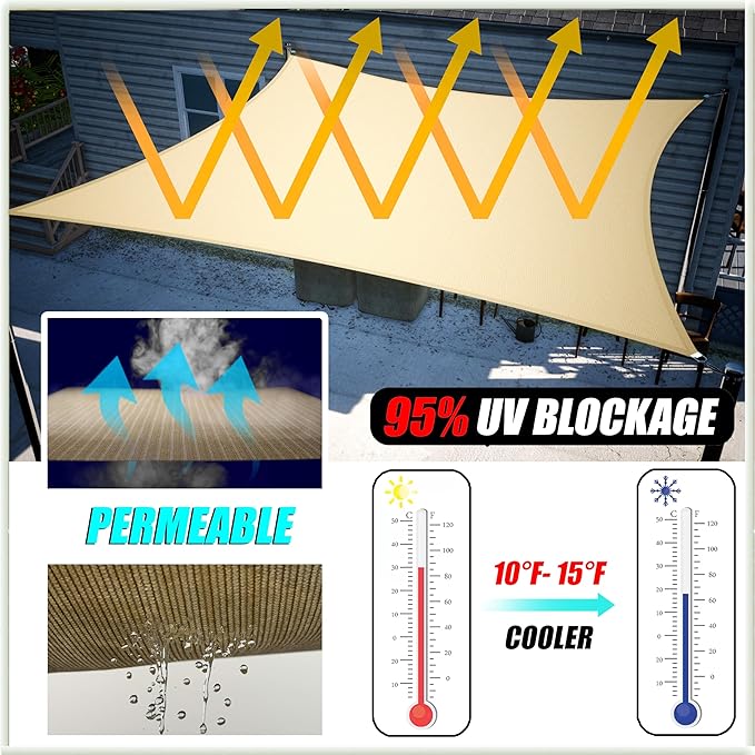 Amgo Custom Size 6' x 7' x 9.2' White Right Triangle Sun Shade Sail Order to Make Canopy Awning UPF50+ AGSLT, 95% UV Blockage, Water & Air Permeable, 200GSM Commercial Standard (We Customize)