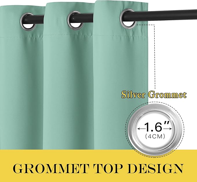 NICETOWN Blackout Room Darkening Window Curtain - Thermal Insulated Solid Grommet Blackout Patio Door Curtain/Drape for Living Room (Aqua Blue, 1 Panel, 52 by 95-inch)