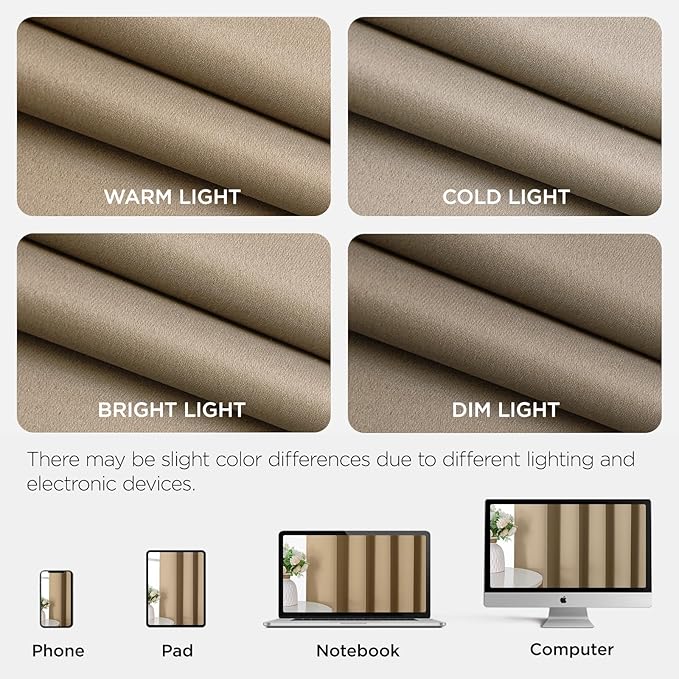 Joydeco Blackout Patio Sliding Door Curtains 96 Inches Long, Grommet Privacy Room Divider Curtains, Extra Wide Thermal Blackout Drapes for Bedroom Living Room (Light Beige, 60Wx96L, 1 Panel)