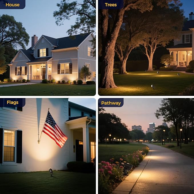 L LOHAS LED 5W Low Voltage Landscape Lighting, 12V 24V Outdoor Spot Lights with Connectors, IP66 Waterproof 3000K Warm White Plug in Spotlights for Yard, Garden, Pathway, House (6 Pack)