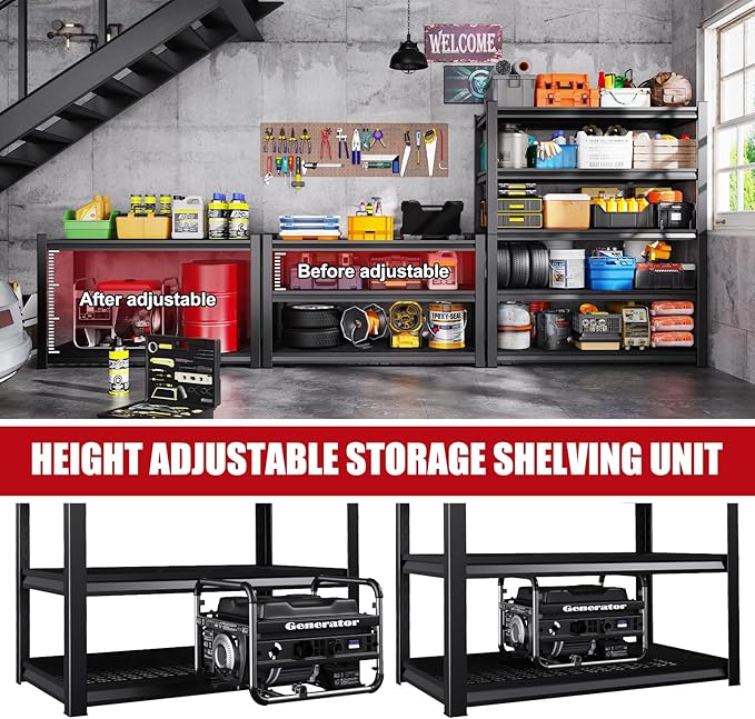 Set of 3 Garage Shelving-3000 lbs 5 Tier Storage Shelves,Adjustable Heavy Duty Metal Shelving Unit and Storage Large Wire Rack,Utility Steel Shelf for Warehouse Industrial Pantry Basement 71"x46"x18"