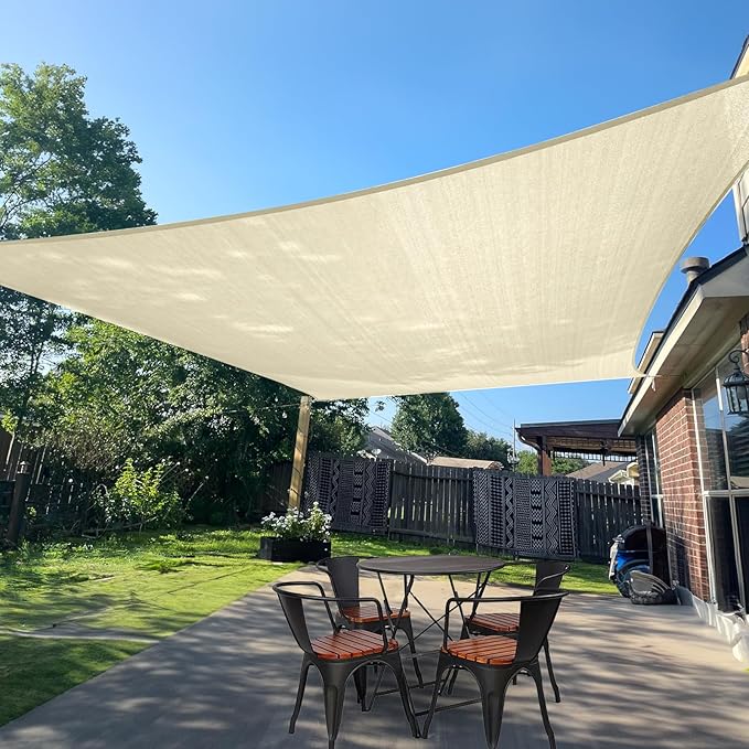 SUNLAX Sun Shade Sail 10' x 13' Butter Cream Rectangle Canopy Sail Shade Cover UV Block Permeable Sunshade Outdoor for Patio Backyard (We Make Custom Size)