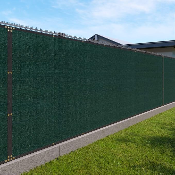 WINDSCREEN4LESS 6' x 3' Privacy Fence Screen in Green W/ Brass Grommet 85% Blockage Windscreen Outdoor Mesh Fencing Cover Netting 150GSM Fabric - Custom Size