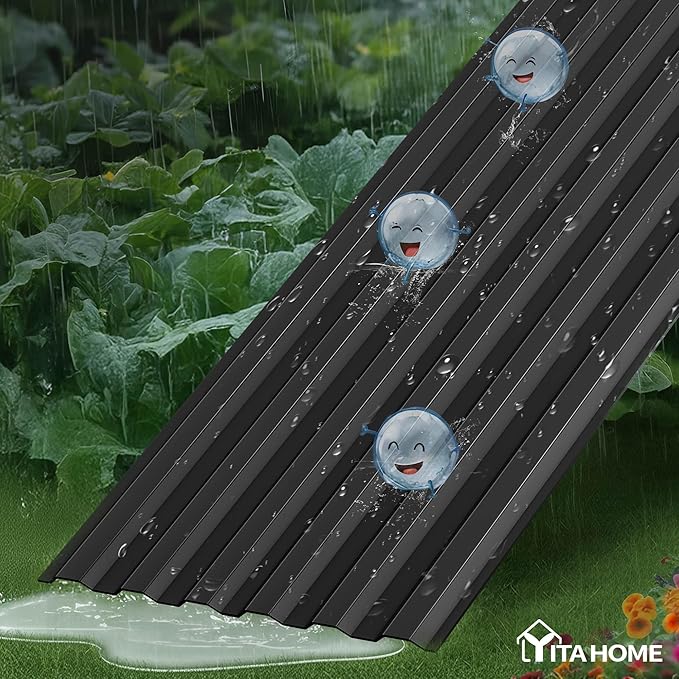 YITAHOME 8x4x2ft Large Raised Garden Bed Kit, Galvanized Metal Planter Box with Gloves, Ground Nails, Support Rod & Safety Rubber, Outdoor Above Ground Planters for Plants Vegetables Flowers, Black