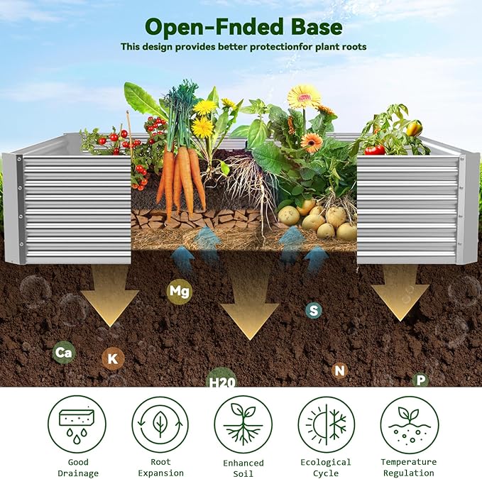 3 Pack 8x4FT Raised Beds for Gardening, Corrugated Galvanized Steel Raised Garden Bed, Outdoor Metal Above Ground Garden Bed for Vegetables and Flowers(Rectangular)
