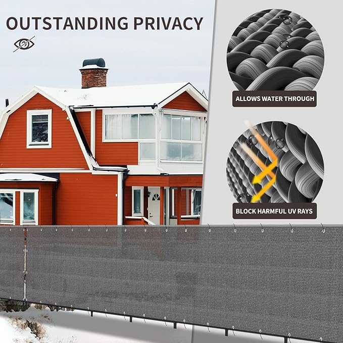 LOVE STORY Custom Size 3.3'x3' Dark Grey Balcony Privacy Screen,UV Block Privacy Fence Screen,90% Shield for Outdoor Pool Garden Apartment Railing