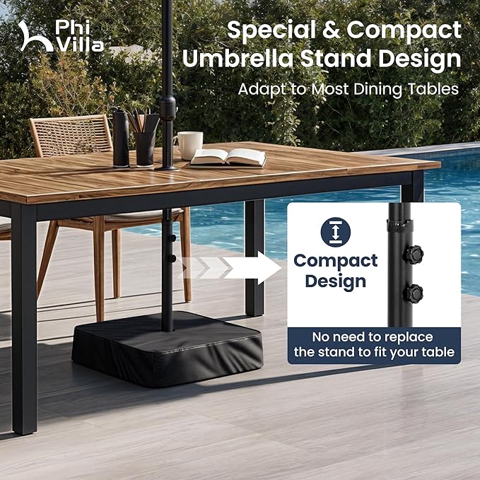 PHI VILLA 15ft Large Patio Umbrellas with Base, Outdoor Double-Sided Rectangle Market Umbrella for Pool Lawn Garden, Light Gray
