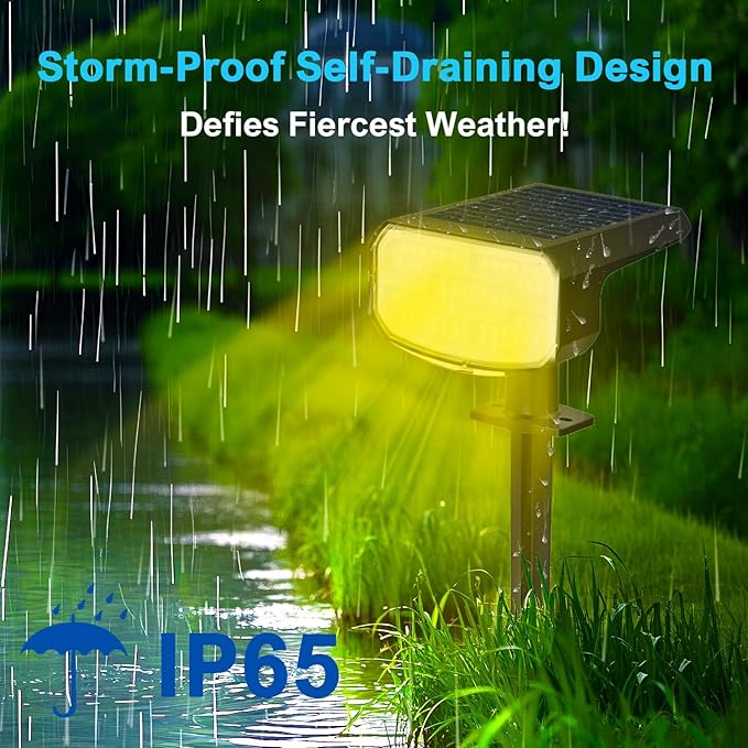 Solar Lights Outdoor Waterproof IP65,Auto On/Off, 2700K 2 Lighting Modes, Super Bright LED, Solar Powered Yard Garden Solar Spot Lights for Outside Landscape,2 Pack