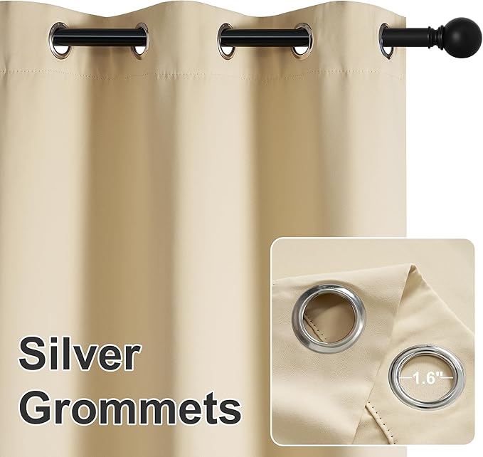 RYB HOME Extra Wide Outdoor Curtains for Patio Waterproof Heavy Duty Thermal Insulated in Summer Full Coverage Privacy for Porch, Cabana & Pool, W150 x L84, Biscotti Beige, 1 Panel