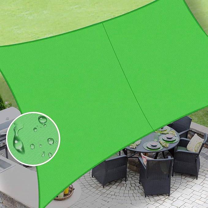 LOVE STORY Rectangle 10'x16' Waterproof Sun Shade Sail Canopy UV Block for Outdoor Patio Backyard Carport,Fruit Green(We Make Custom Size)