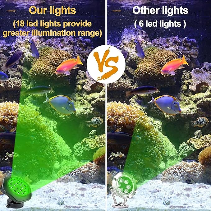 Solar Pond Lights, 18 LED Super Bright RGB LED Underwater Spotlights Color Changing Submersible Pond Light IP68 Waterproof Fountain Lights for Fish Aquarium Tank Garden Yard Pool (5-in-1)