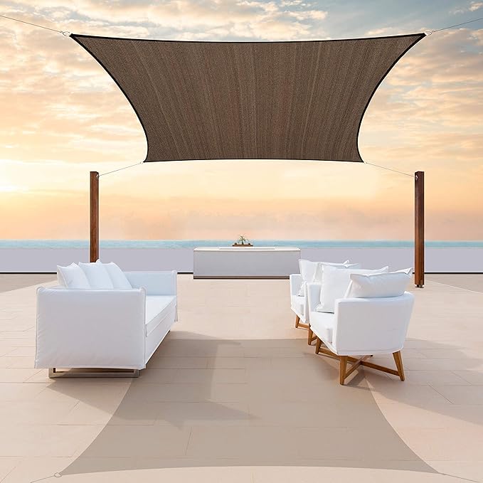 ColourTree TAPR1616 Custom Size 17' x 17' Brown Sun Shade Sail Canopy UV Block UPF50 Rectangle - Commercial Standard Heavy Duty - 190 GSM - 3 Years Warranty