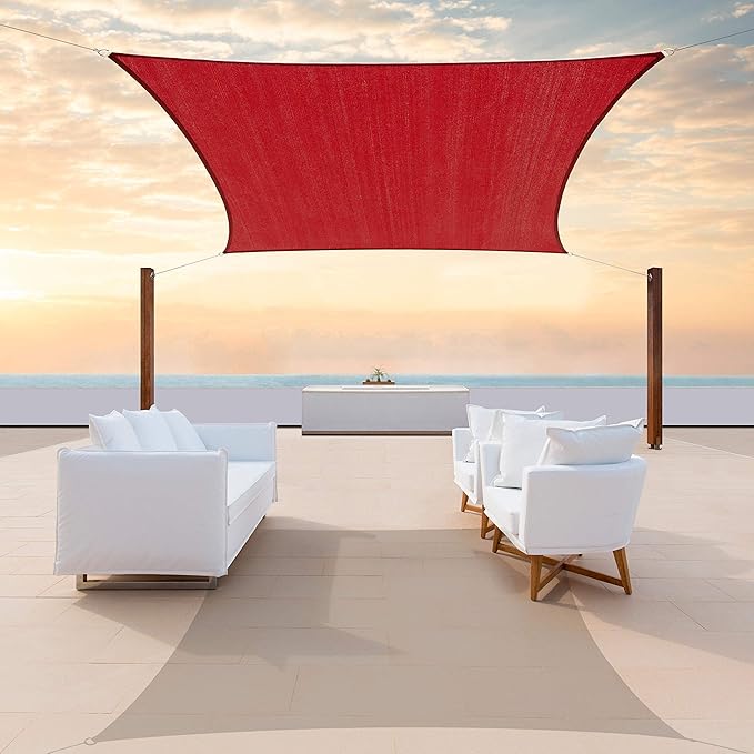ColourTree TAPR1616 Custom Size 9' x 9' Red Sun Shade Sail Canopy UV Block UPF50 Rectangle - Commercial Standard Heavy Duty - 190 GSM - 3 Years Warranty