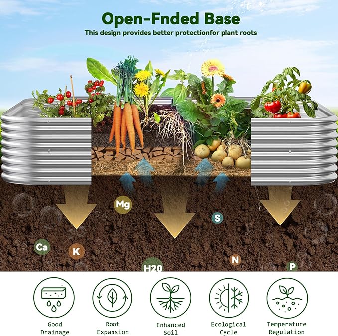 3 Pack Raised Beds for Gardening, Corrugated Galvanized Steel Raised Garden Bed, Outdoor Metal Above Ground Garden Bed for Vegetables and Flowers-3x2FT