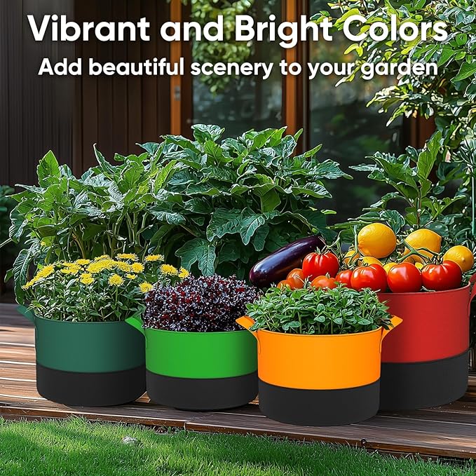 5-Gallon Grow Bags: 6 Pack Heavy Duty 350G Thickened Fabric Pots Nonwoven Felt Garden Bags for Growing Vegetable Fruit Flower with Plant Labels