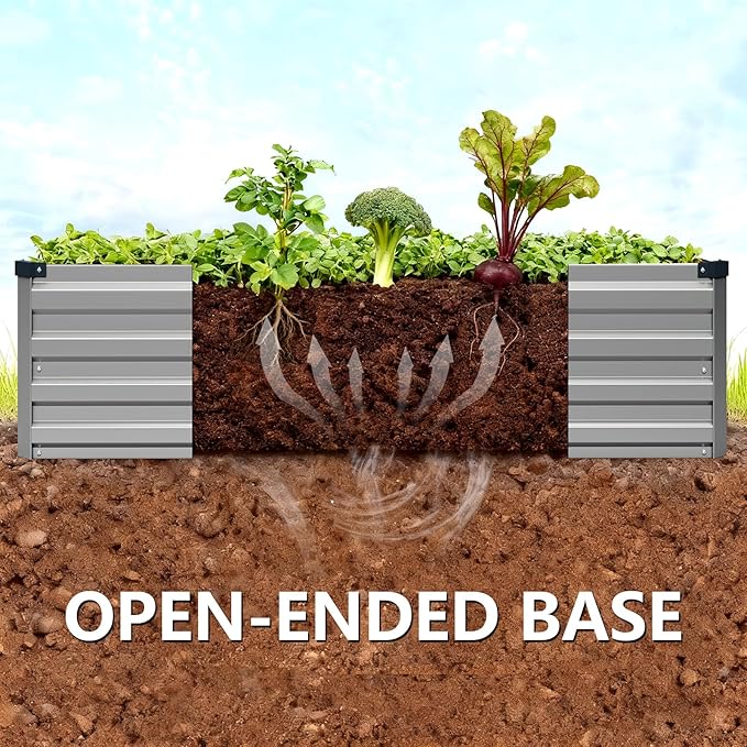 Vengarus 10x3x1FT (2 Pack) Galvanized Raised Garden Bed Kit, Outdoor Metal Planter Box for Vegetables, Rectangular Steel Container, Easy Assembly (Sliver)