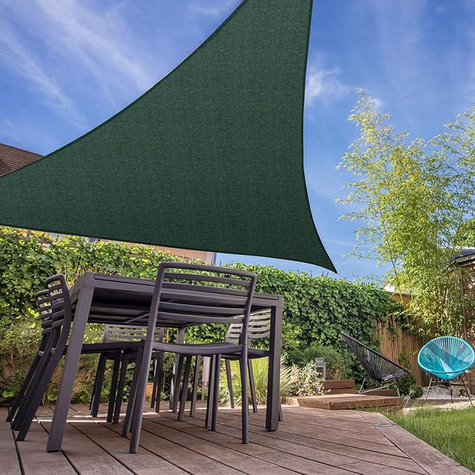 E&K Sunrise 24' x 24' x 24' Sun Shade Sail Triangle Canopy Shade Cover UV Block for Patio Backyard Garden Outdoor (Green)