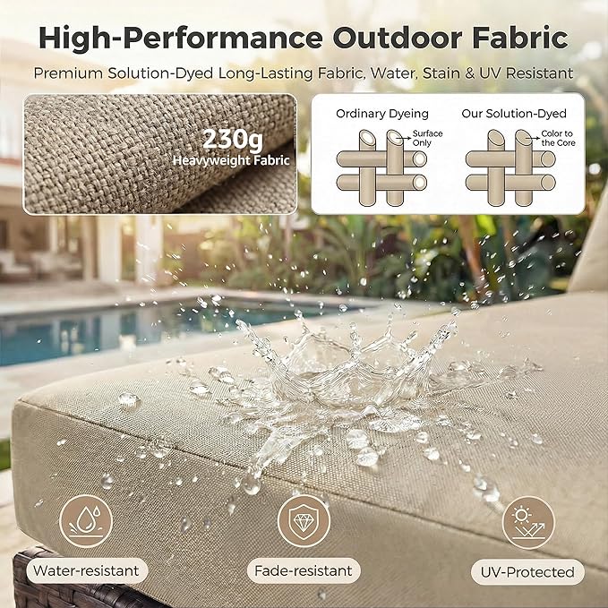NICESOUL 7 Piece Outdoor Patio Furniture Set with Fire Pit Table Natural Gas & Propane Convertible, 29.3'' High Backrest Deep Wide Seating Conversation Sets, Wicker Sectional Couches, Brown & Beige