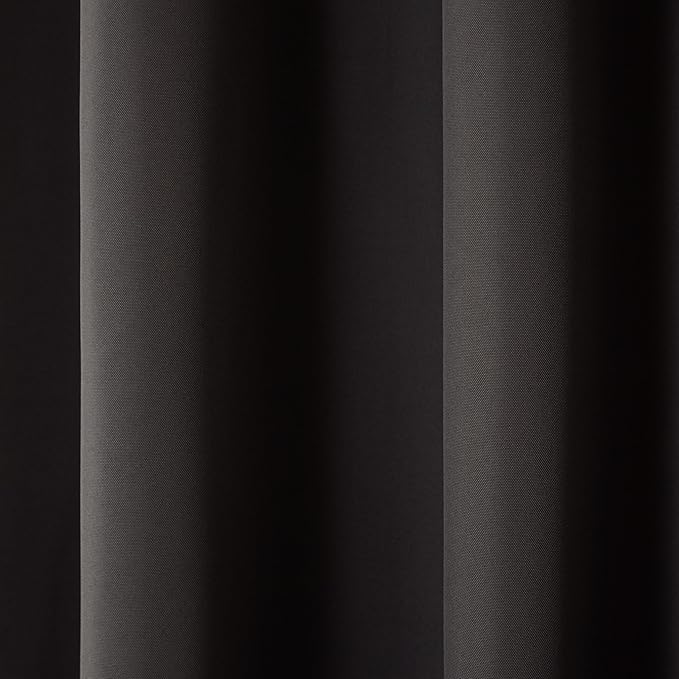 Town & Country Basics Cabana Solid Heavyweight Indoor Outdoor Curtains, Light Filtering Opacity with Grommet Top, Water Repellent, 2-Pack Set, 54"x108", Black