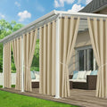 Outdoor Curtains for Patio Waterproof - 6 Panels Privacy Weatherproof Outside Curtains with Grommets for Pergola, Gazebo, Porch, Cabana, Balcony, 54 x 108 Inch, Cream