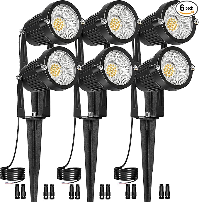 Low Voltage Landscape Lights IP65 Waterproof 7W 700LM LED Outdoor Lighting with Connectors for Garden Yard Pathway Pool | 12V 24V 2700K Tree Spotlights | Warm White - 6 Pack