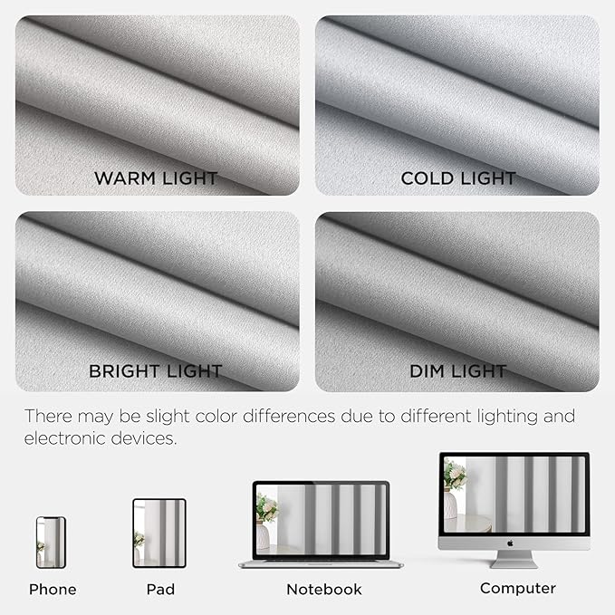 Joydeco Blackout Patio Sliding Door Curtains 90 Inches Long, Grommet Privacy Room Divider Curtains, Extra Wide Thermal Blackout Drapes for Bedroom Living Room (Greyish White 100Wx90L, 1 Panel)