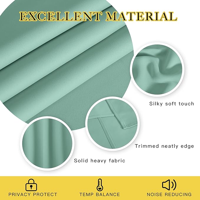 NICETOWN Privacy Room Divider Curtain Thermal Blackout Curtain for Patio Door, Living Room, Bedroom Partition and Shared Office Space, 1 Grommet Panel, Aqua Blue, 100 inch x 108 inch Long