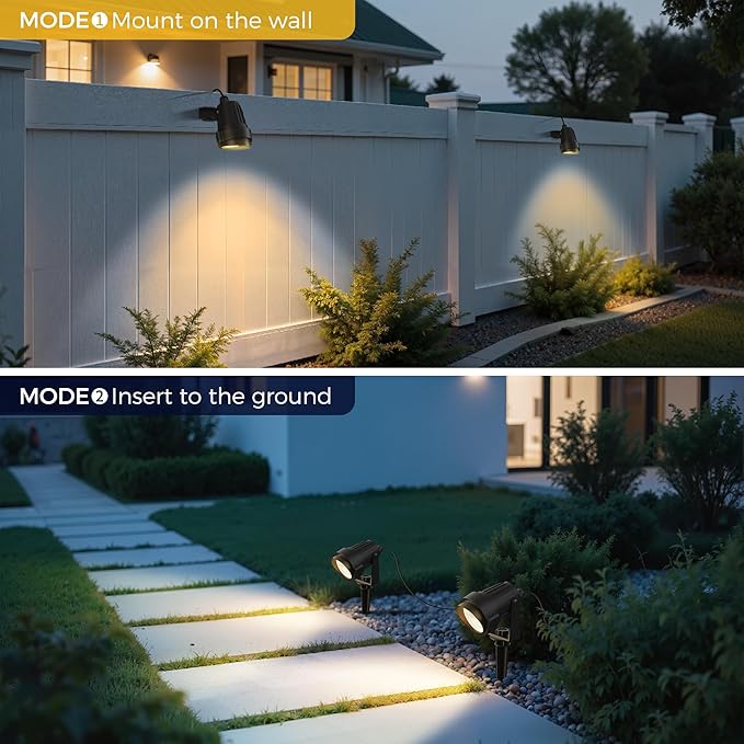 L LOHAS LED 5W Plug in Spotlight Outdoor, 3000K Warm White Landscape Lighting, IP66 Waterproof Spot Lights for Yard, Garden, House, Pathway, Plant, UL Listed (2 Pack)