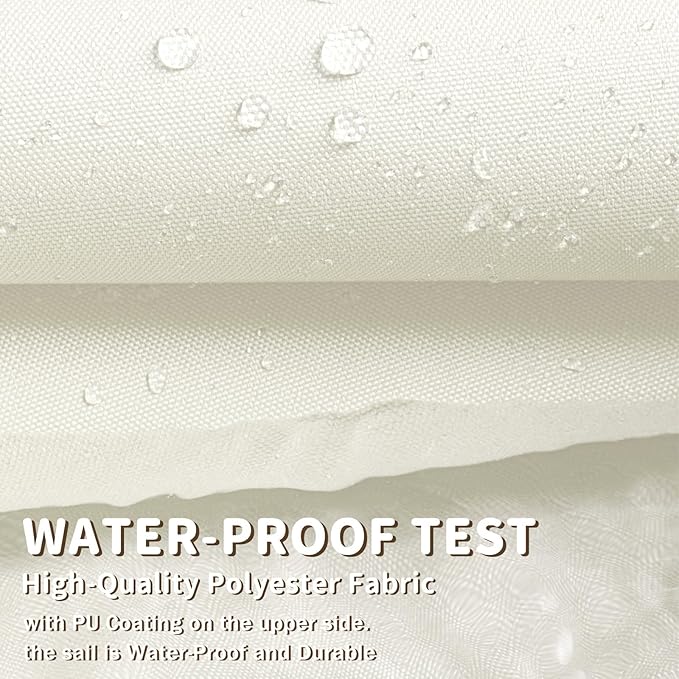 LOVE STORY Right Triangle 10'x15'x18' Waterproof Sun Shade Sail Canopy UV Block for Outdoor Patio Backyard Carport,Cream(We Make Custom Size)