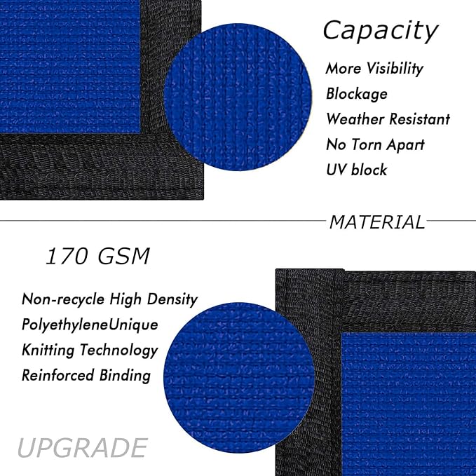 UPGRADE Privacy Screen 6' x 50' Fence Commercial Shade Cover with Brass Grommets Heavy Duty Perfect for Outdoor Back Yard, Blue, Customizable