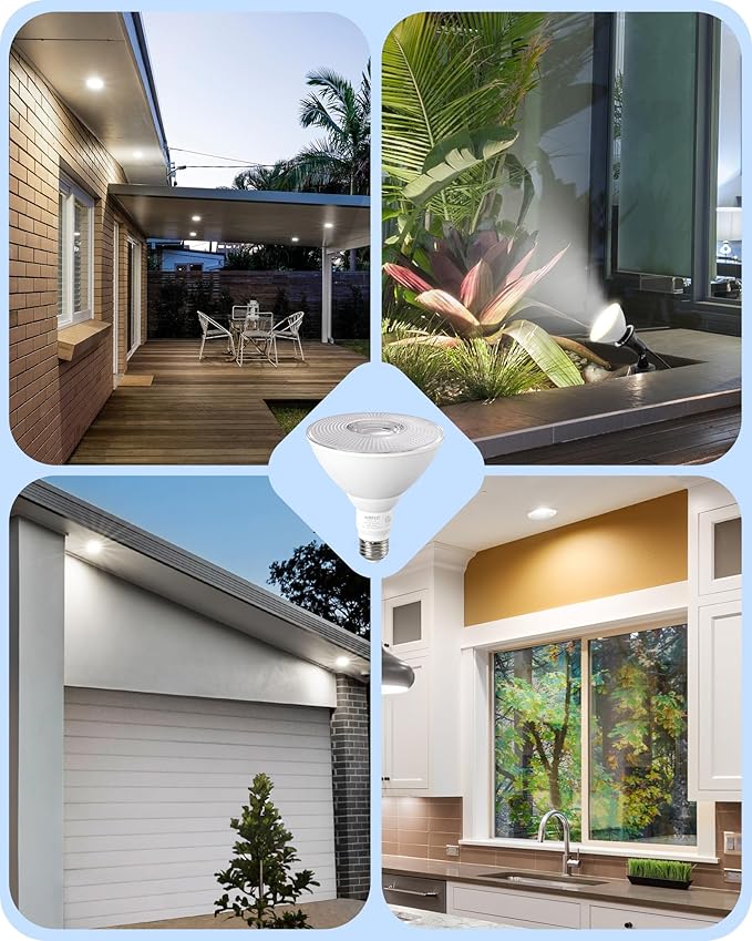 EDISHINE Flood Lights Outdoor, Dimmable PAR38 LED Outdoor Flood Light Bulbs, 120W Equivalent, IP65 Waterproof for Yard, Garage, Porch, 5000K Daylight White, 18W 1800LM, E26 Base, 6 Pack ETL Listed