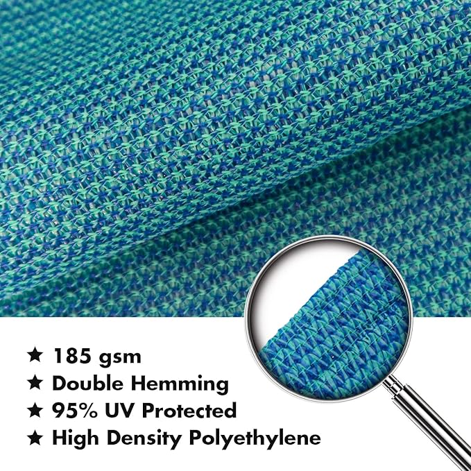 KANAGAWA 6'X22' Turquoise Mix Custom Size Sun Shade Sail Rectangle UV Block Canopy Cover for Patio Backyard Lawn Garden Outdoor (Customized Available)
