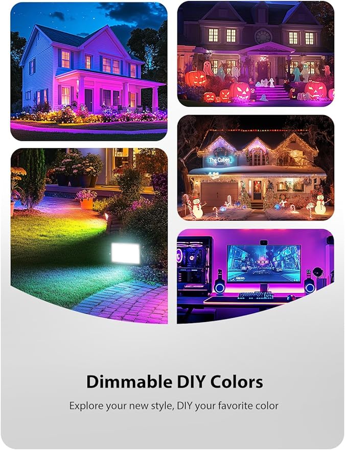 Onforu LED Flood Light Outdoor 700W Equiv, 70W Color Changing RGBW 2700K Floodlight with Remote, Stage Lighting Uplights for Events, IP66 Uplighting Outdoor Spotlight Floor Light for Halloween 4 Pack
