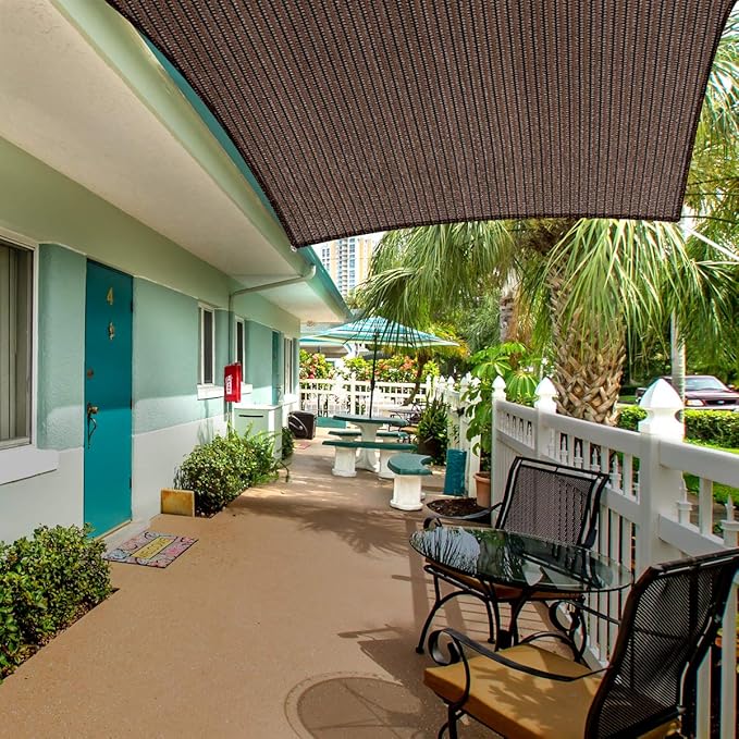 Eden's Decor Straight Flat-Edged Sun Shade Sail Rectangular 7' x 19' Brown UV-Blocking Outdoor Canopy Fabric Cloth Awning for Pergola Patio Garden Backyard Custom Size