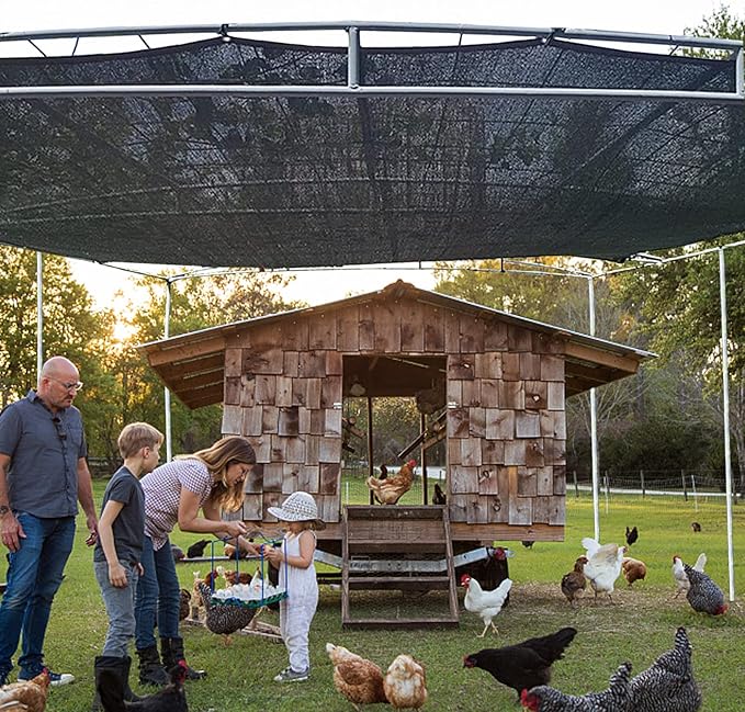 QLOFEI 4x16 FT Shade Cloth with Grommets, 90% Sun Shades Outdoor Patio Mesh Tarp, Easier to Hang Sun Protection Neting Cover -for Garden Greenhouse Pergola Lawn Kennel Chicken Coop