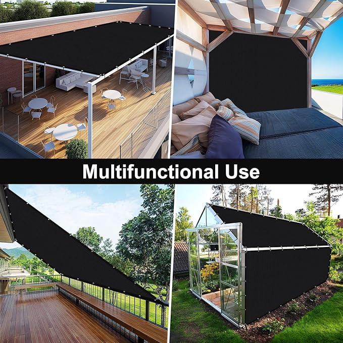 Artpuch 90% Sun Shade Cloth, 3 x 8 FT Pergola Shade Cover Canopy with Grommets, Sun Screen Fabric Tarp for Patio, Outdoor, Garden, Backyard, Black