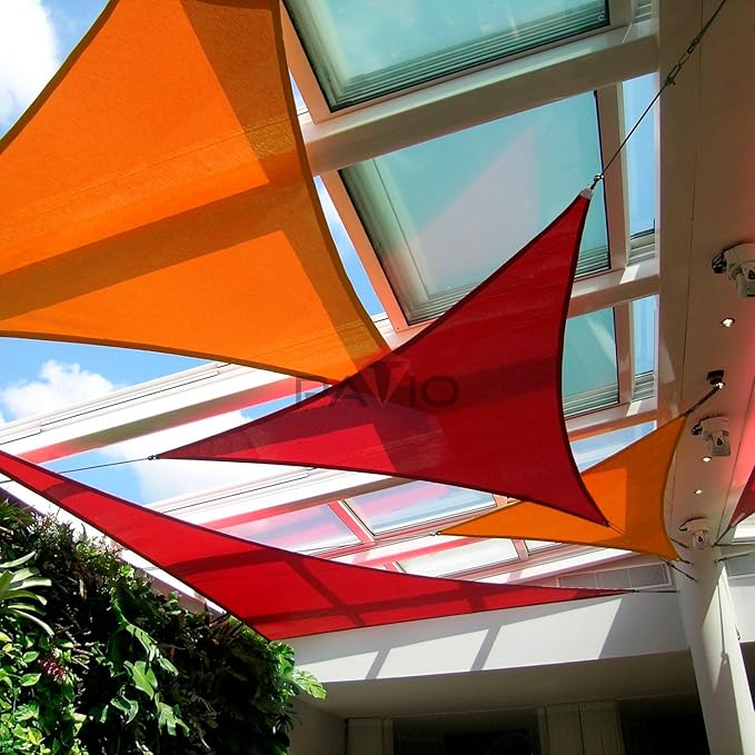 Patio Paradise 20' x 20' x 20' Sun Shade Sail Triangle Canopy Shade Cloth Fabric Sunlight Block Patio Pergola Cover HDPE Deck Awning for Outdoor Backyard Roof Shading, Red