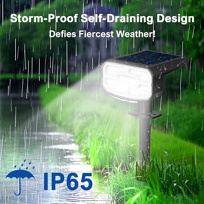 Solar Spot Lights Outdoor Waterproof IP65,4 Pack,Cool Light,2 Lighting Modes Selectable, Solar Powered Yard Garden Solar Spot Lights for Outside Landscape Auto On/Off