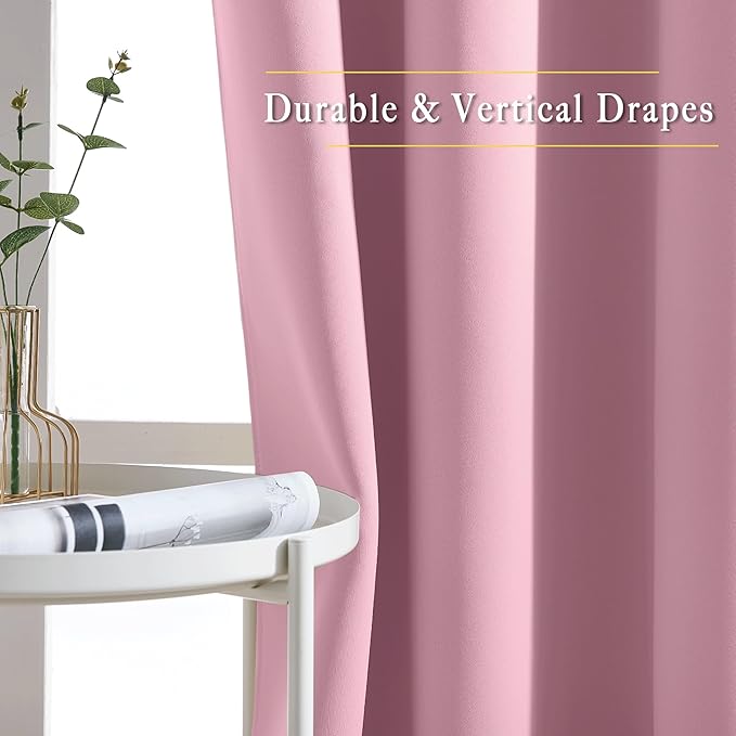 NICETOWN Patio Door Curtain Sound Blocking, Bedroom Privacy Room Divider Curtain, Thermal Insulated Blackout Closet Sliding Door Shade (1 Panel, 100" Wide x 120" Long, Rouge Pink)